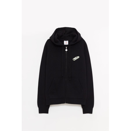 CASABLANCA BLACK RIB MERINO HOODIE